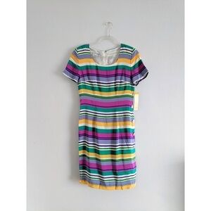 NWT Vintage Maggy London Silk Striped Sheath Dress